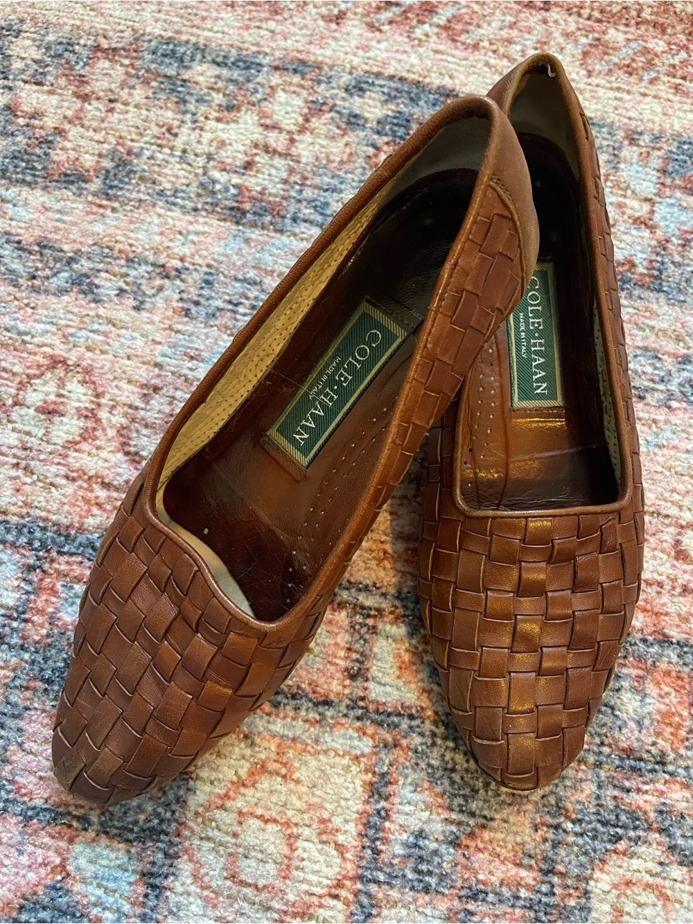 Cole Haan Brown Woven Leather Slip-On Loafers